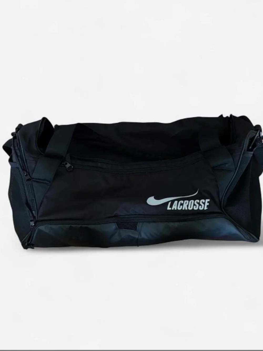 Nike Black Lacrosse Duffel Bag with Front Zip Pocket